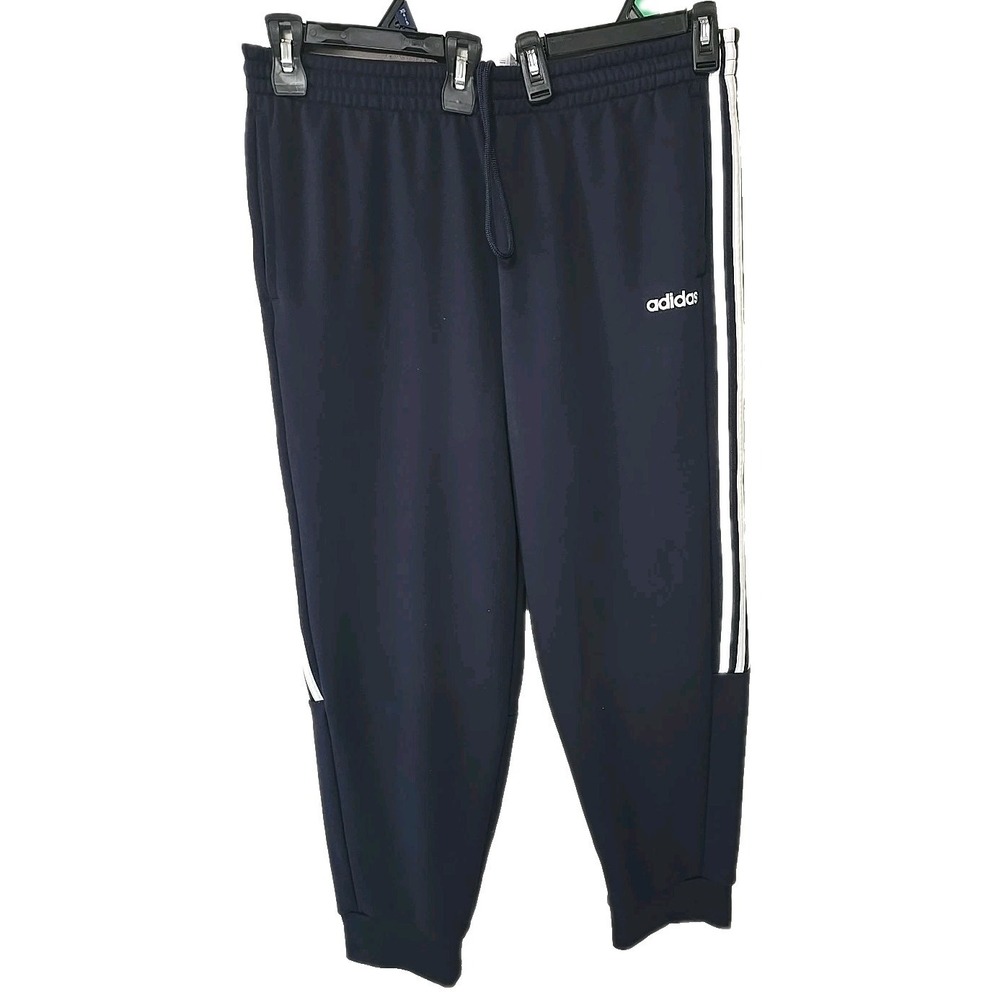 Adidas Track Pants Mens XL Navy Blue White‎ 3 Stripes Tapered Athletic Training